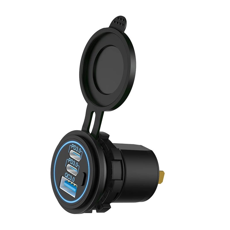 Bluejw Dual USB Car Charger Adapter: 30W PD & 36W QC3.0 + 100W 12V USB Power Outlet Socket for Automobile/Truck/RV/Marine/Golf - Fast Car Charging - Image 4